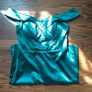 Elegant Teal Off-Shoulder dress